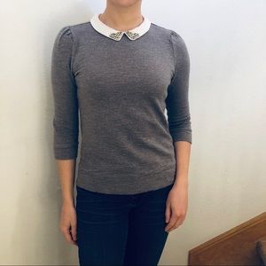 Gray Jewel Collar Sweater